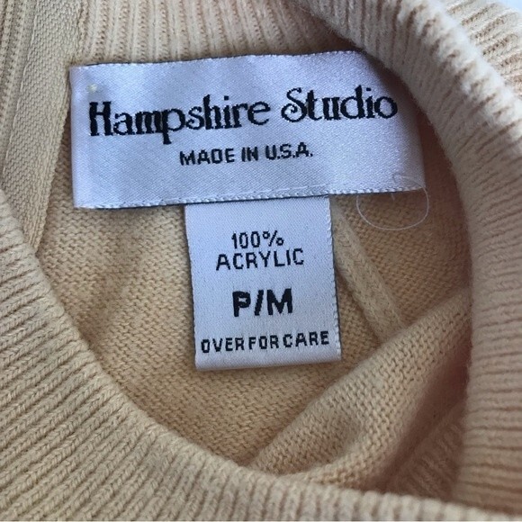 Vintage Hampshire Studio Mock Turtleneck Zip Back Sweater Yellow Gold Women PM - Picture 5 of 11